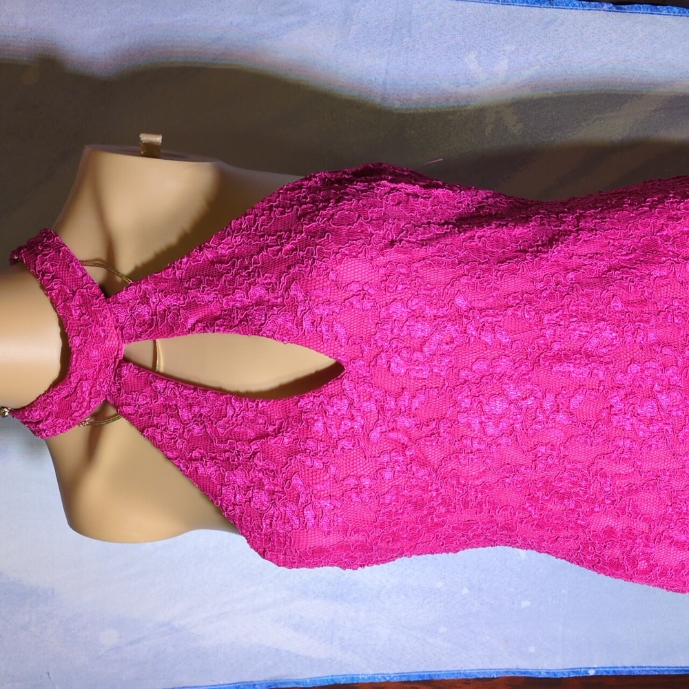 Vintage Party 🎉 Dress, With Vibrant Pink Fabric. A Faded Spot On The Back.